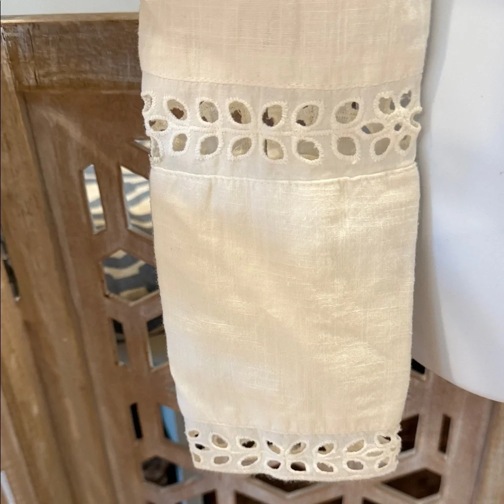 Free People Joi Eyelet Cropped Blouse size Small Off White